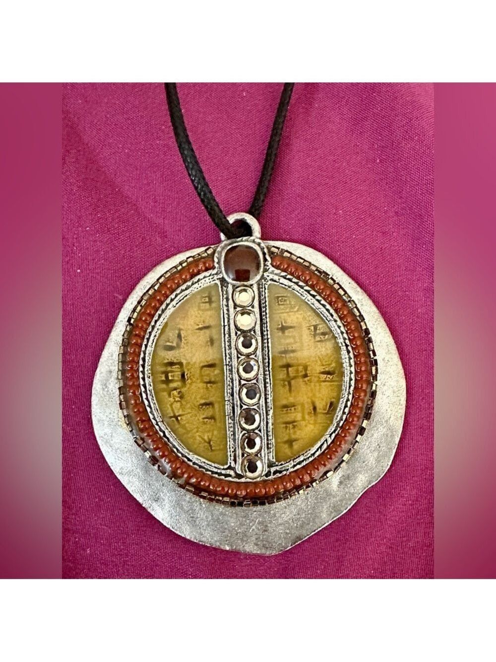 Chico’s Vintage Silver & Gold Tone Medallion Necklace - Picture 6 of 10